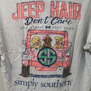 Simply Southern Pink Jeep 'Don't Care' Short Sleeve Tee